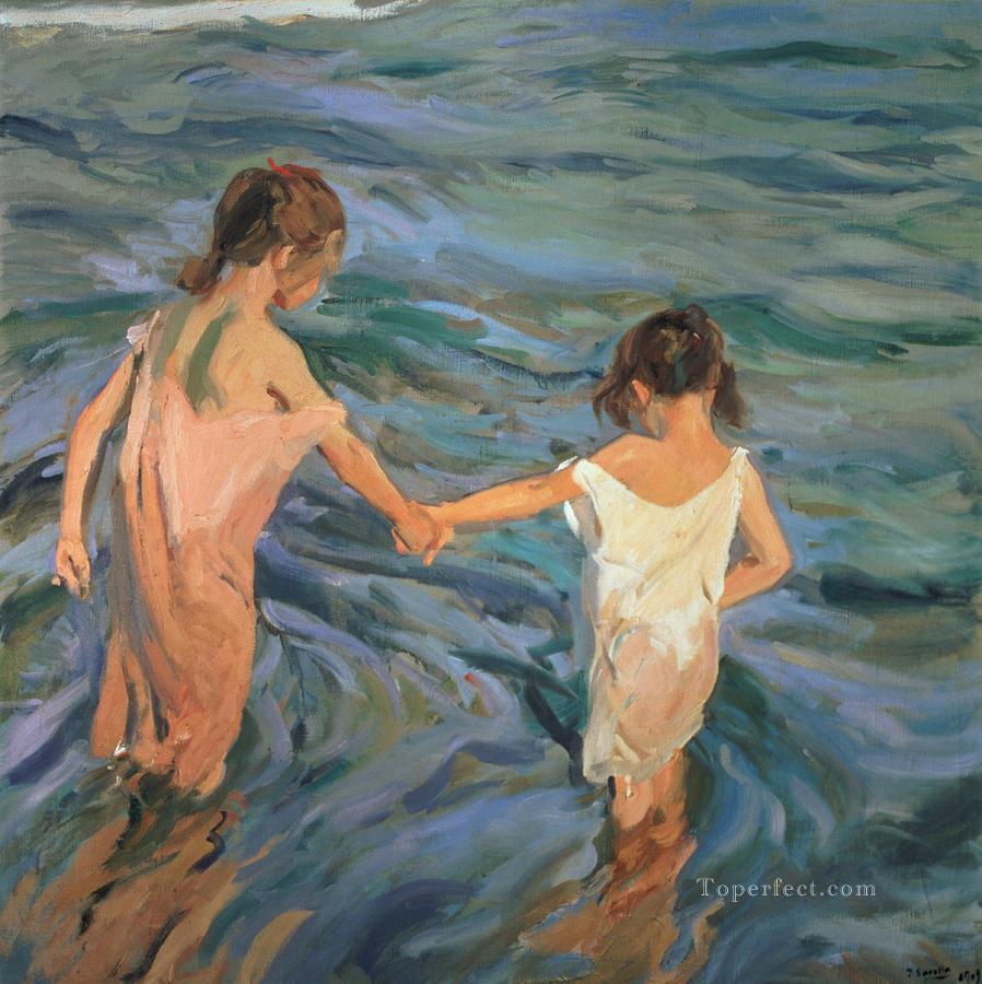 海の子供たち ホアキン・ソローリャとバスティダ 印象派油絵